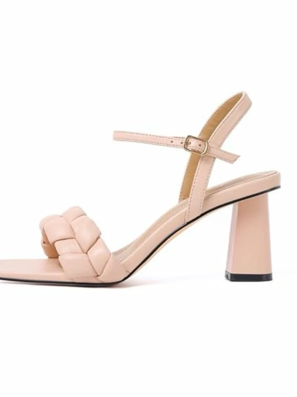Lucibenita Braided Block Heel Sandal - Nude size 8.5